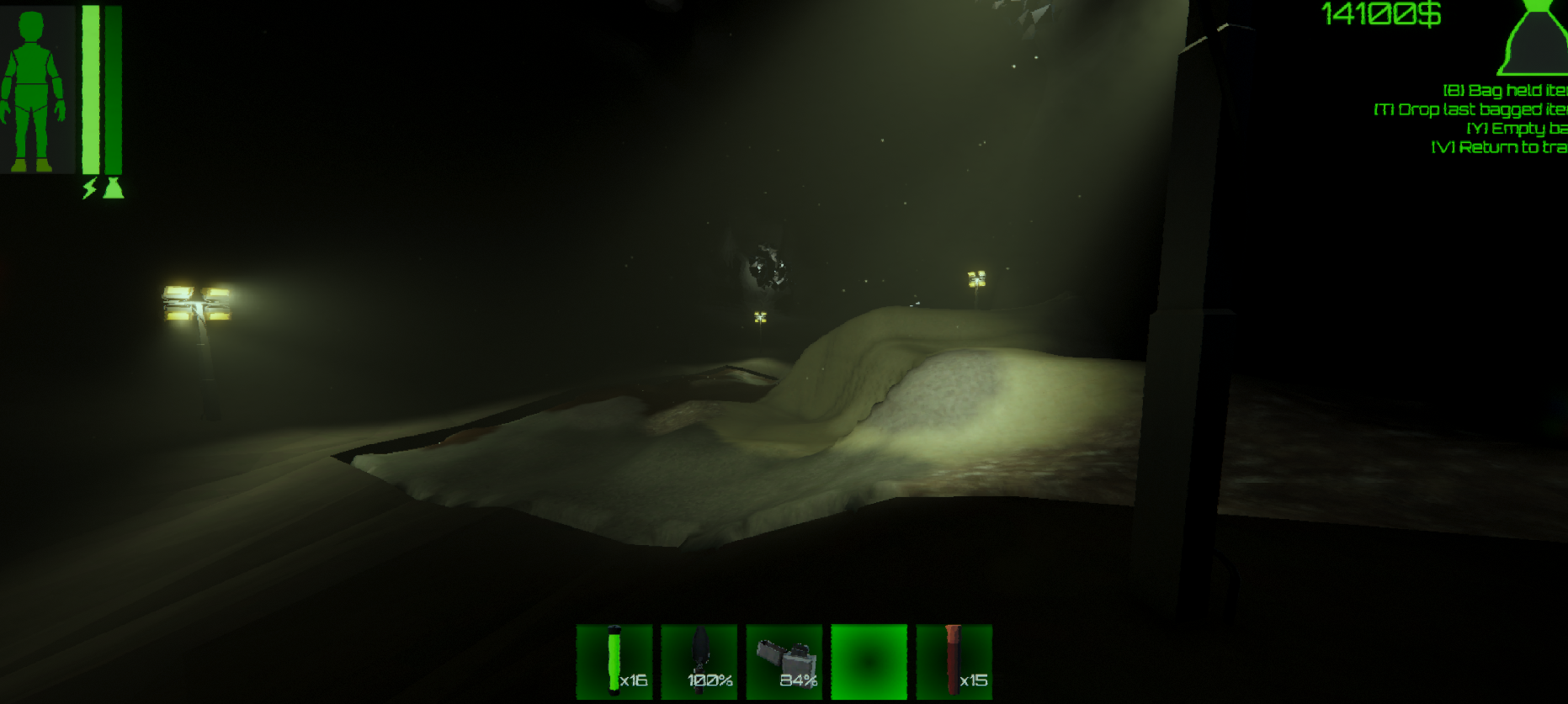 Player digging through terrain