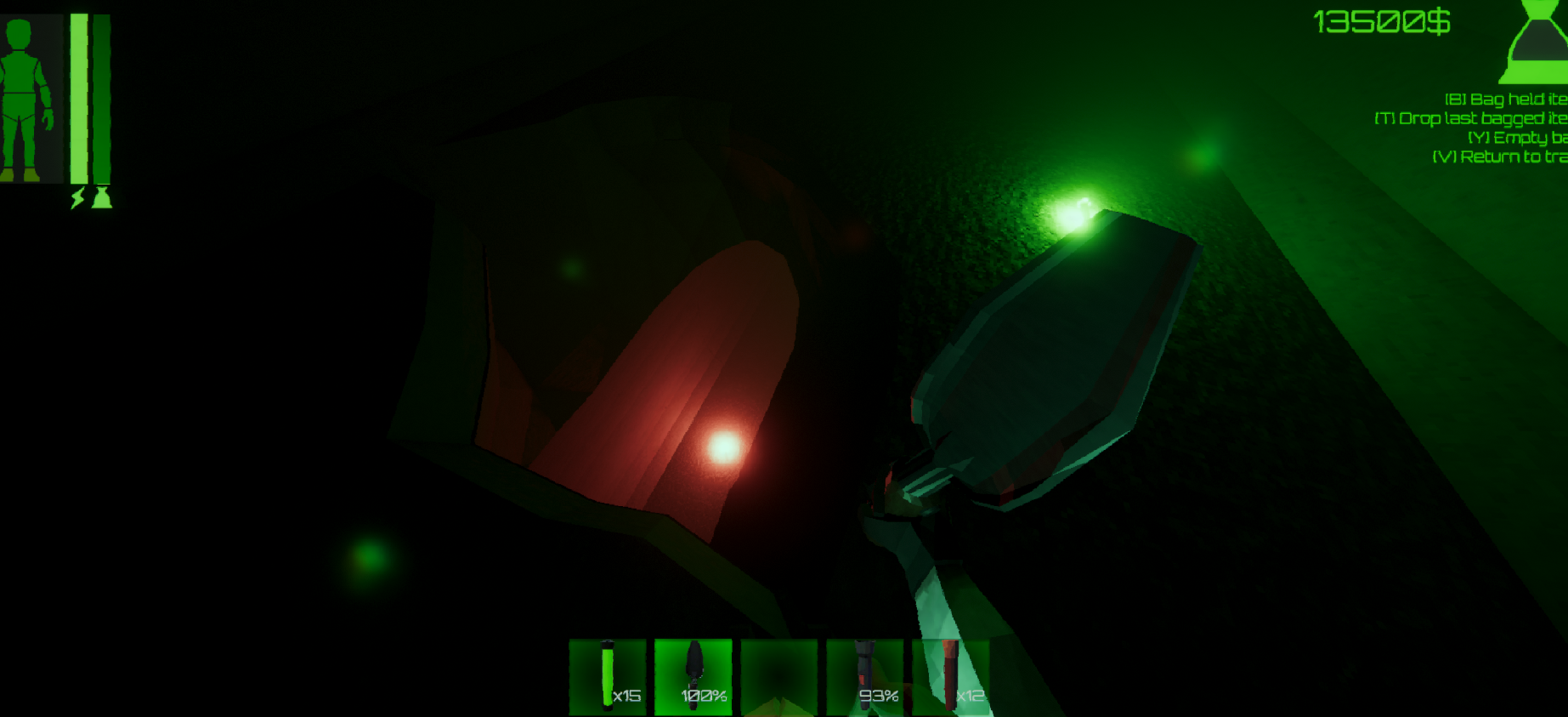 Player digging through terrain