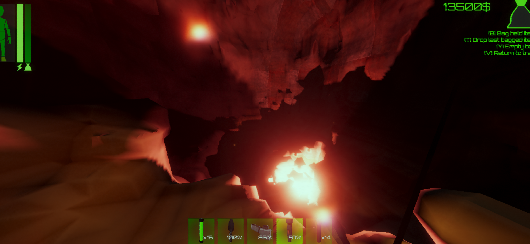 Player digging through terrain